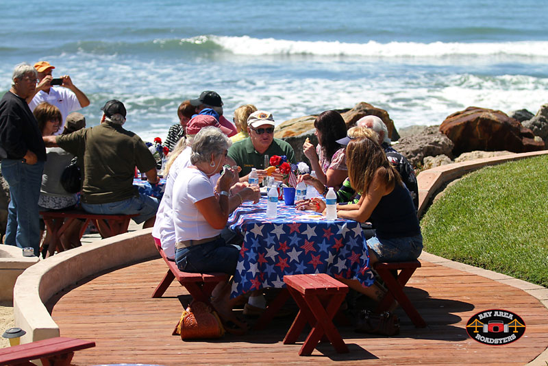 Guest enjoying tacos with the pounding surf as a backdrop.